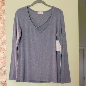 Pink Lily Blue Love My Life Criss Cross Shirt